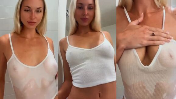 Taylor Gallo White Shirt See-Through in Shower Leaked